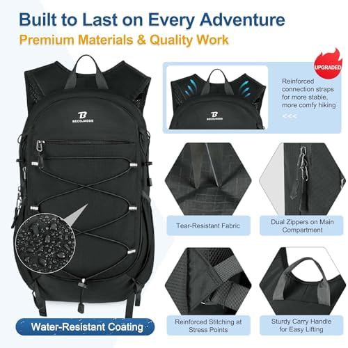Water resistant black 15L hiking daypack — photo 4