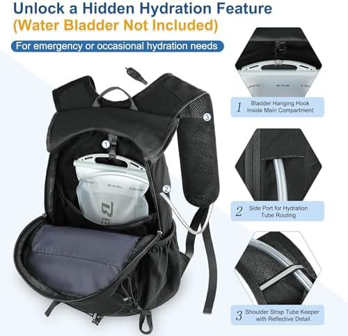 Water resistant black 15L hiking daypack — photo 5