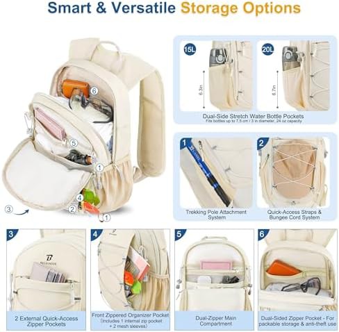 Beige 15L daypack with shoulder strap pockets — photo 3