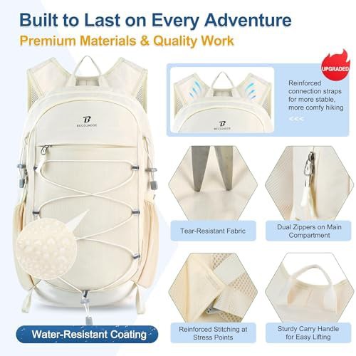 Beige 15L daypack with shoulder strap pockets — photo 4