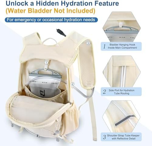 Beige 15L daypack with shoulder strap pockets — photo 5
