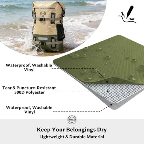 Army green waterproof dry backpack 40L — photo 3