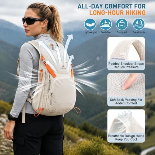 Beige 20L daypack with cycling helmet fit — photo 3
