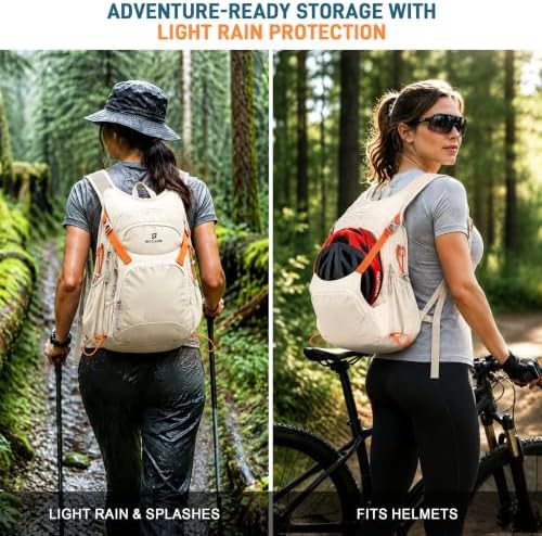 Beige 20L daypack with cycling helmet fit — photo 4