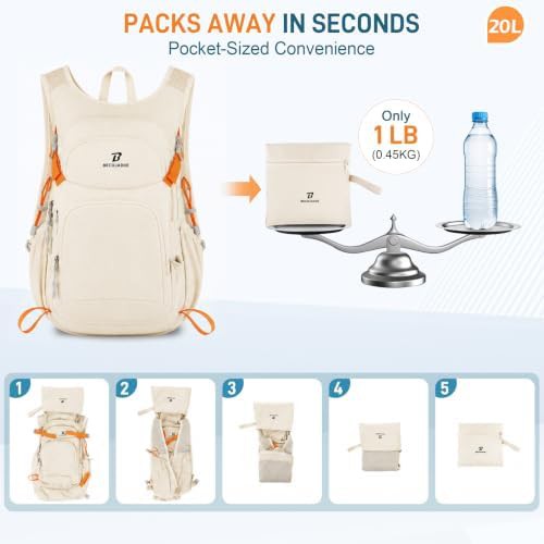 Beige 20L daypack with cycling helmet fit — photo 5