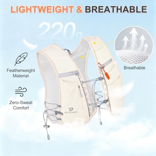 Beige 5L breathable hydration running vest — photo 4