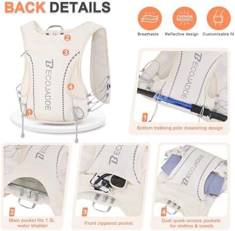 Beige 5L breathable hydration running vest — photo 5