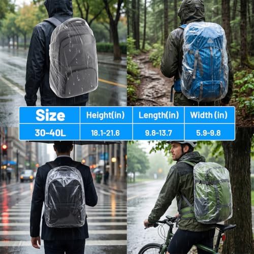 Transparent PE rain cover for 15L to 40L packs — photo 3